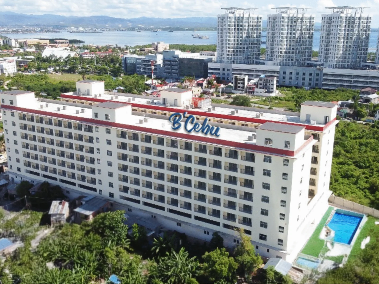 B세부 어학원 전경 및 옥상 로고 항공 뷰